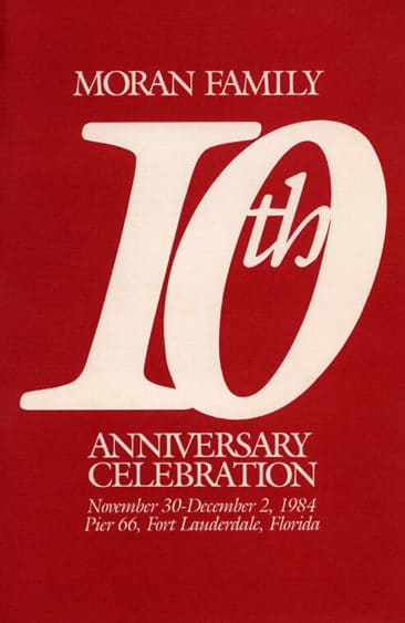 Moran Family 10th Year Anniversary Card in 1984