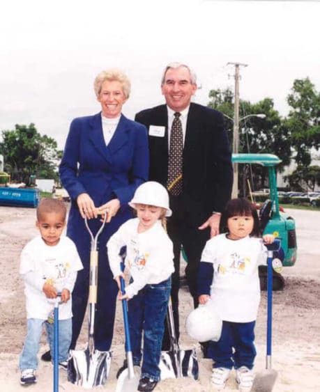 ground breaking with future associates are Pat Moran and Gary Thomas in 2002
