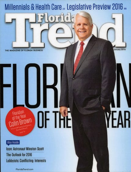 Colin Brown on the cover of Florida Trend magazine in 2015 Colin Brown on the cover of Florida Trend magazine in 2015