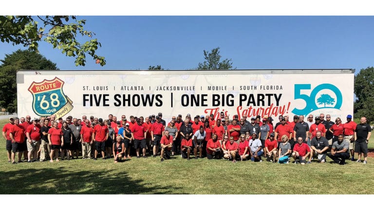 Associates in front of the Route 68 Tour sign in 2018 Associates in front of the Route 68 Tour sign in 2018