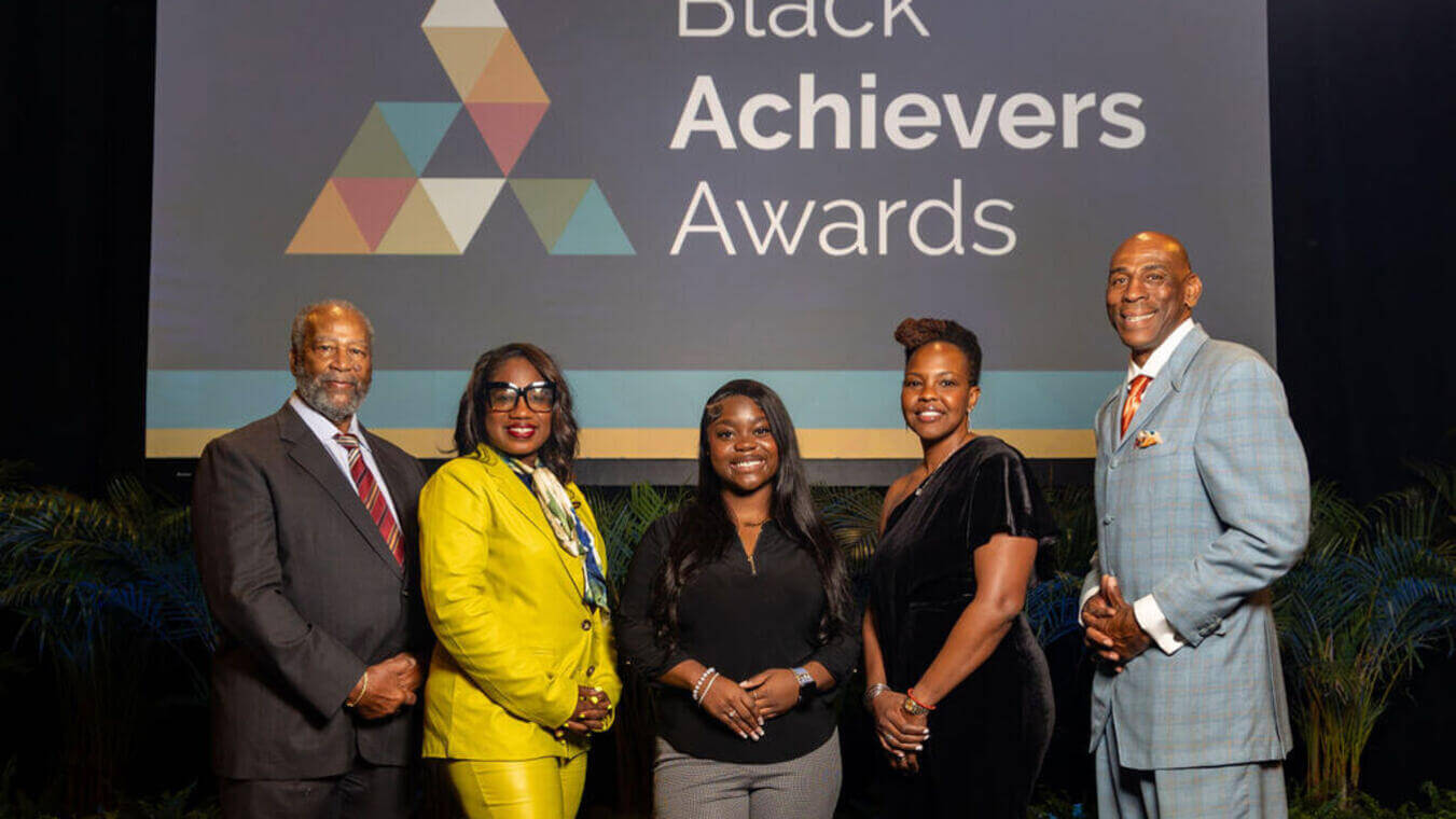 2020-2024_Youth_Achievers_on_stage_BlackAchieversAwards-0069-28_1_cropped_1_cropped The 2024 Black Achievers Awards honorees pose on stage during the Ceremony at The Parker in Fort Lauderdale.